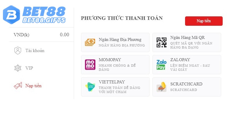 Nạp Tiền Bet88: Hướng Dẫn Giao Dịch Cho Người Mới Bắt Đầu 1 Các phương thức nạp tiền Bet88 hữu hiệu