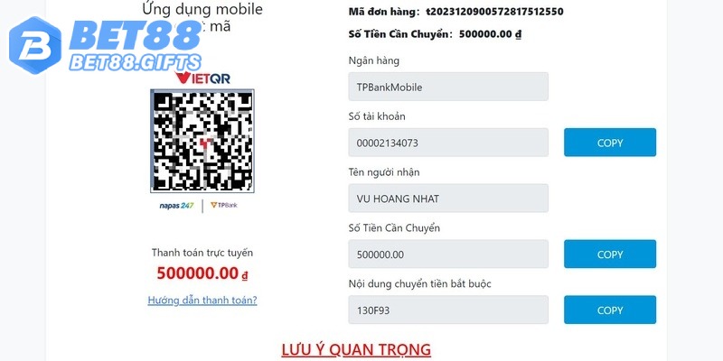 Nạp Tiền Bet88: Hướng Dẫn Giao Dịch Cho Người Mới Bắt Đầu 3 Hướng dẫn nạp tiền bằng QR cho người mới